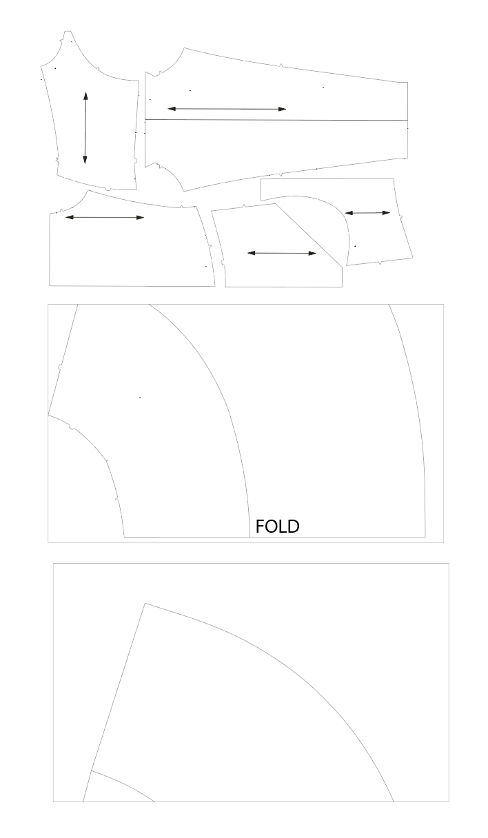 Sewing pattern pieces for Artemis and Callisto
